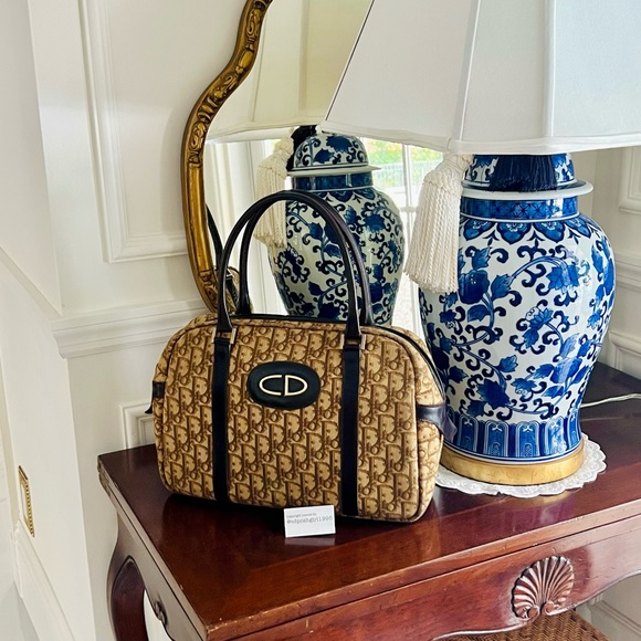 1970s Christian Dior Brown oblique Diorissimo Boston Trotter bag canvas leather - Picture 16 of 16